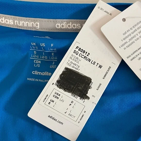 Adidas blue long sleeve shirt. Climalite. New with tag - Picture 4 of 6